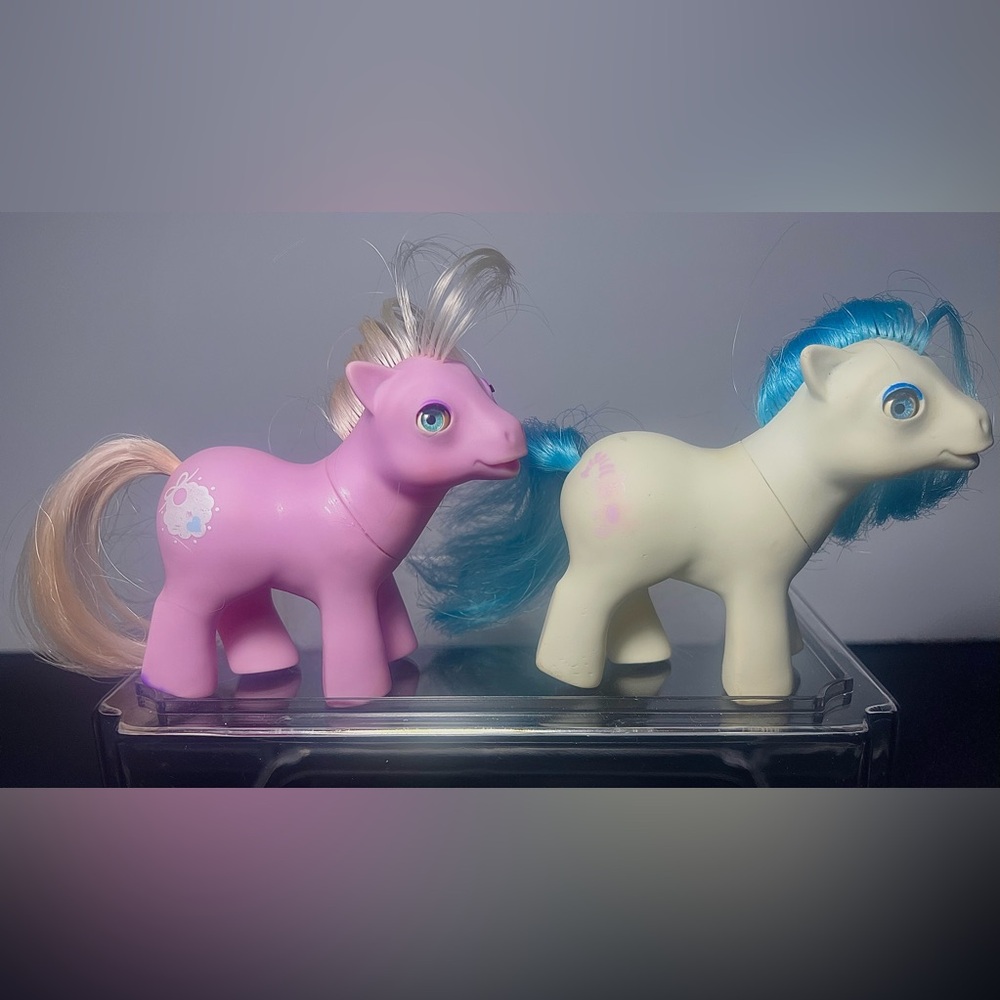 MLP 1986 G1  Beddy Bye Eyed Ponies -  Baby Sleepy Pie and Baby Tiddly-Winks